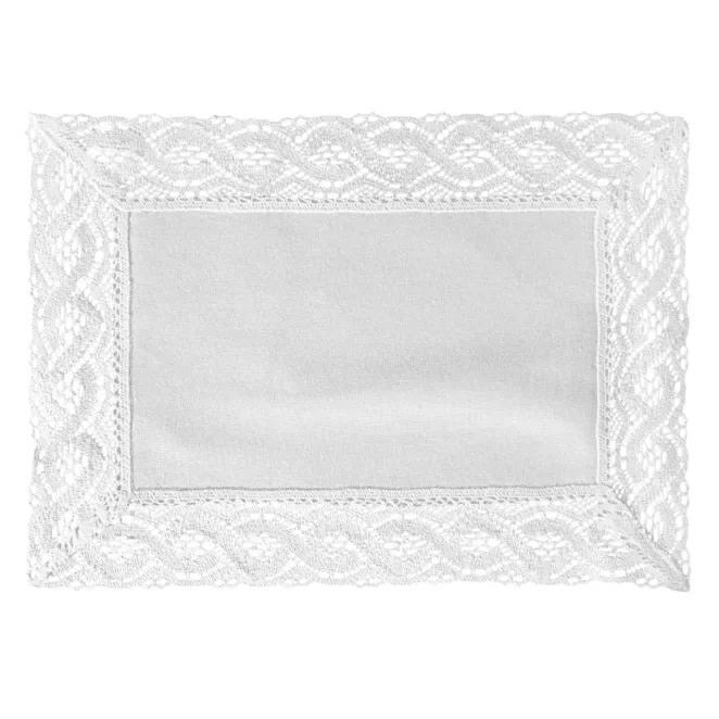 Komplet 4 szt. serwetek na stół 30x40 cm białe zdobione koronką - SUSAN - Eurofirany