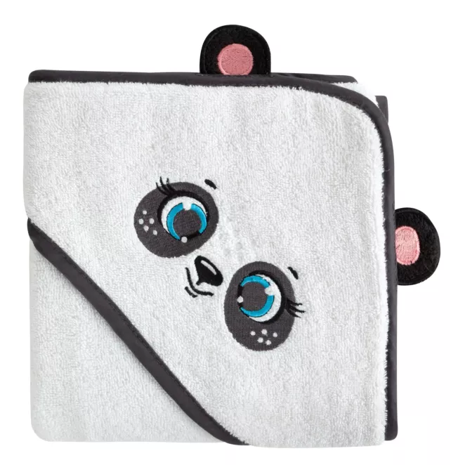 Ręcznik kąpielowy dziecięcy 100x100 cm bawełniany kolor biały z kapturem  i aplikacją pandy 400 g/m2 BABY 73 Eurofirany