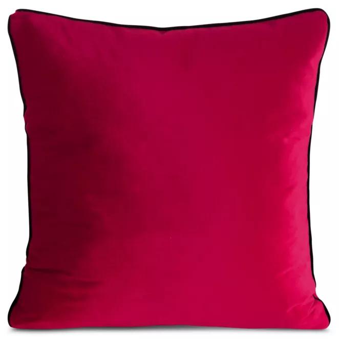 Poszewka na poduszkę 45x45 cm welwetowa o delikatnym połysku z ozdobną lamówką amarantowa GAJA 2 Eurofirany