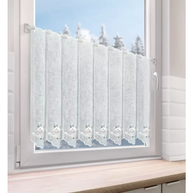 Tkanina firanowa zazdrostka ze świątecznym haftem