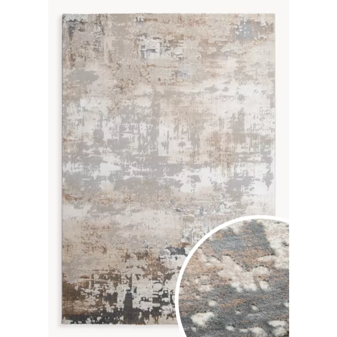 Dywan 60x100 cm jasnoszary, beżowy zdobiony abstrakcyjnym wzorem ASIA 2 Eurofirany