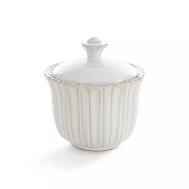 Pojemnik ceramiczny AVRIL w stylu eko z przecieranym wzorem Eurofirany