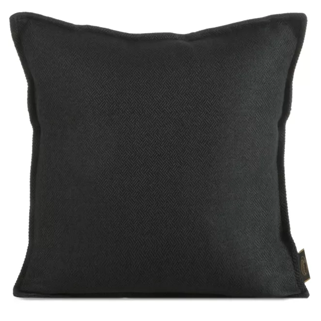 Poszewka na poduszkę 45x45 cm czarna z żakardowej tkaniny z drobnym wzorem LUNA Eurofirany