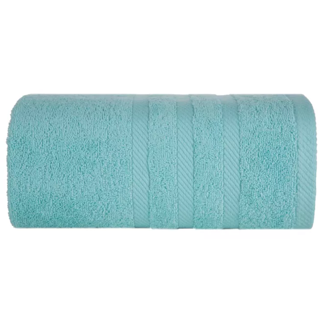 Ręcznik kąpielowy 100x150 cm bawełniany kolor jasnoniebieski z ozdobną bordiurą 500 g/m2 MILO Eurofirany