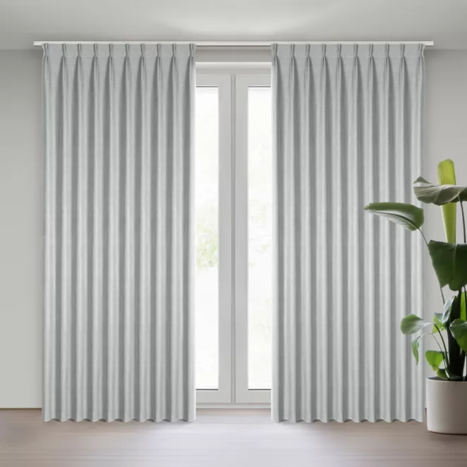 Zasłona srebrna z 100% zaciemniającej tkaniny typu blackout 125x270 cm system flex - NELISA Eurofirany