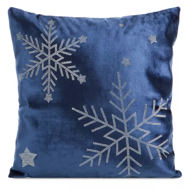Poszewka na poduszkę świąteczna 45x45 cm welwetowa z lśniącymi kryształkami i elegancką lamówką  Eurofirany