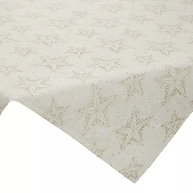 Obrus świąteczny WINTER z bawełnianej tkaniny zdobiony subtelnym nadrukiem gwiazdek Eurofirany