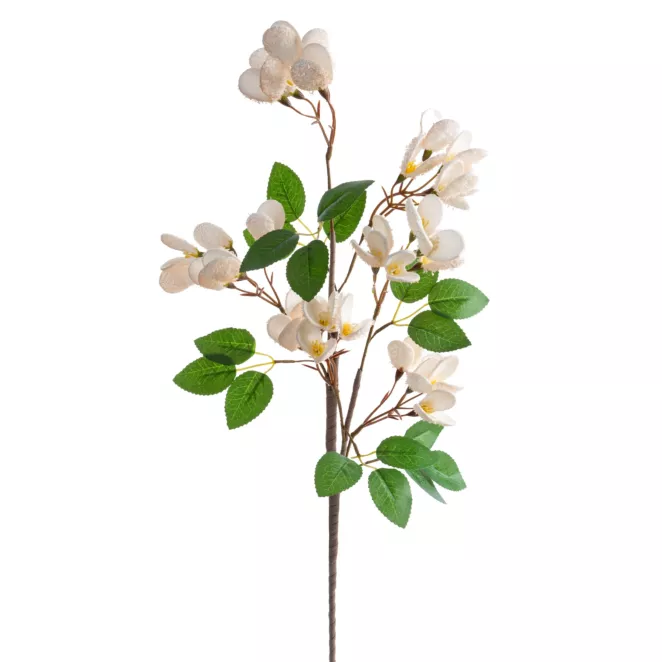 Kwiat sztuczny jasnoróżowo, zielony z plastycznej pianki foamiran 75 cm Eurofirany