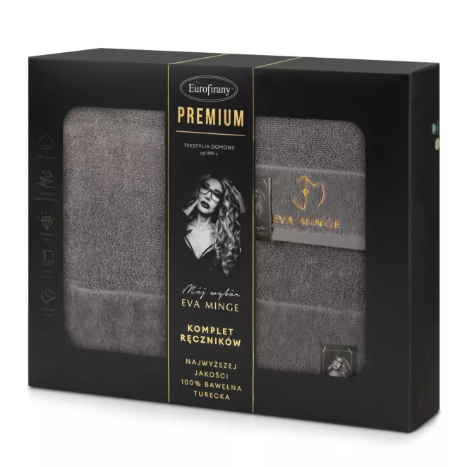 Zestaw ręczników bawełnianych 3 szt kolor szary 550 g/m2 GAJA Eva Minge Eurofirany