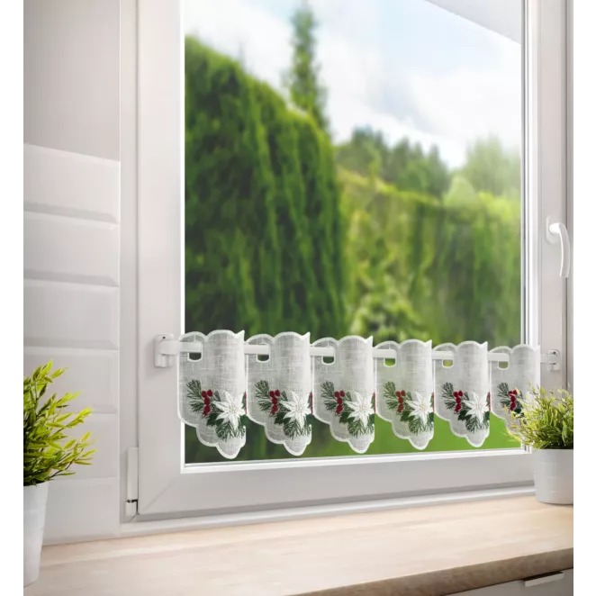 Tkanina firanowa zazdrostka z świątecznym haftem Eurofirany