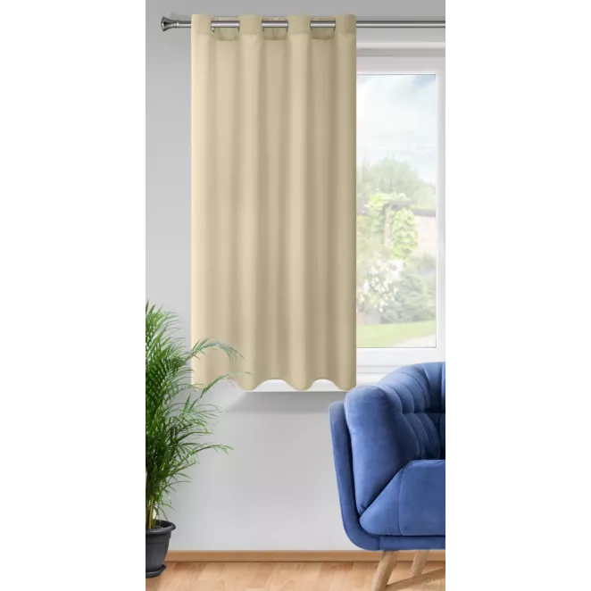 Zasłona beżowa z matowej gładkiej tkaniny 140x175 cm przelotka - RITA Eurofirany