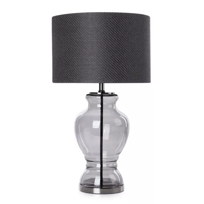 Lampa stołowa czarna MATEO z podstawą z dymionego szkła Eurofirany