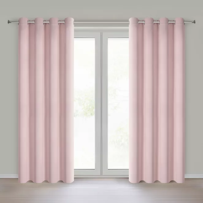 Zasłona pudrowo różowa zaciemniająca gładka 140x250 cm przelotka - NERISA Eurofirany