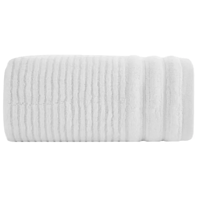 Ręcznik do rąk 30x50 cm bawełniany kolor biały bordiurą zero twist zdobiony paseczkami 400 g/m2 SAMMY Eurofirany