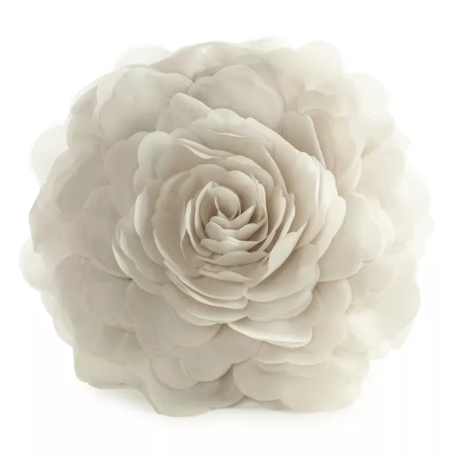 Okrągła poszewka o średnicy 40 cm kolor kremowy zdobiona kwiatem 3D FLORES 6 Eurofirany