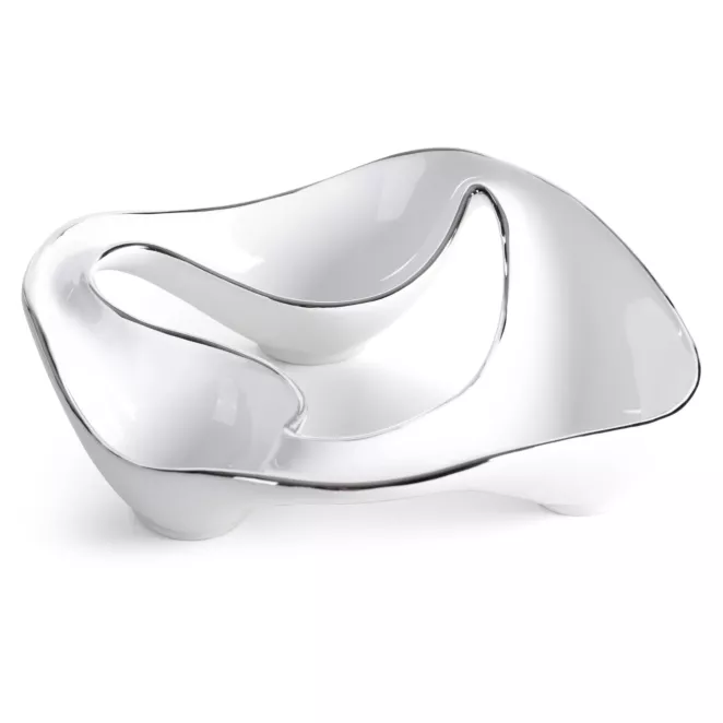 Patera dekoracyjna biało srebrna 28x7 cm ROB Eurofirany