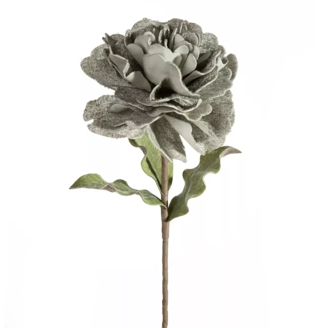 Kwiat sztuczny popielaty z plastycznej pianki foamiran 75 cm Eurofirany