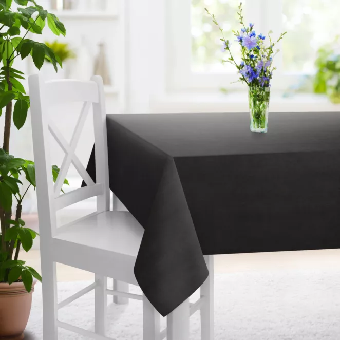 Obrus szyty grafitowy z miękkiej tkaniny o welurowej strukturze