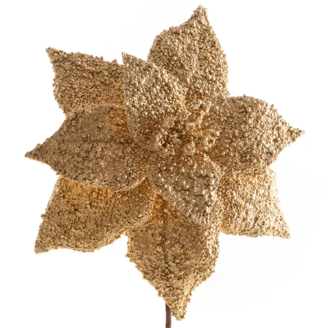 Kwiat dekoracyjny świąteczny złoty Eurofirany