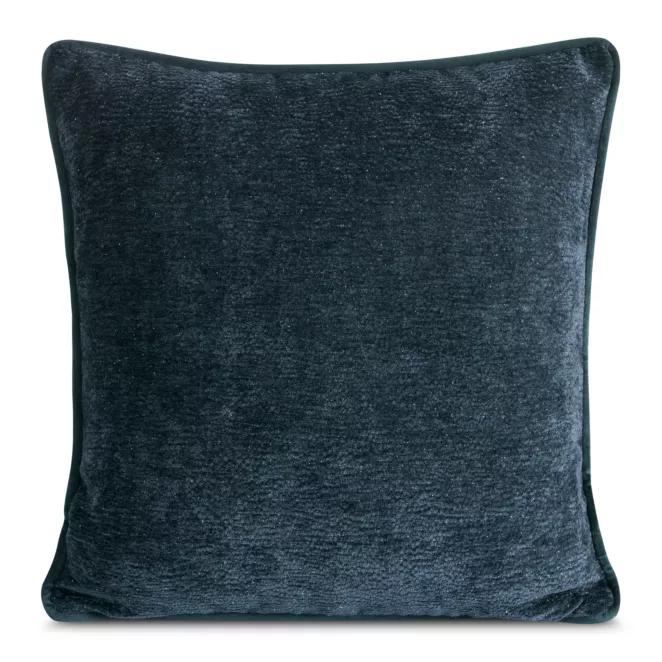 Poszewka na poduszkę 45x45 cm granatowa z szenilowej garbowanej tkaniny i wypustką na brzegach KLARA 01 Eurofirany
