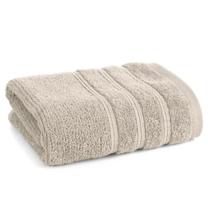 Ręcznik kąpielowy 50x90 cm bawełniany kolor beżowy w błyszczące paseczki AMIRA Eurofirany