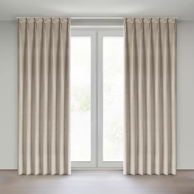 Zasłona beżowa z welwetowej tkaniny 80x270 cm system flex - MELANIE Eurofirany