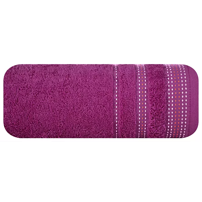 Ręcznik kąpielowy 50x90 cm bawełniany kolor fioletowy z ozdobnym stębnowaniem 500 g/m2 POLA Eurofirany