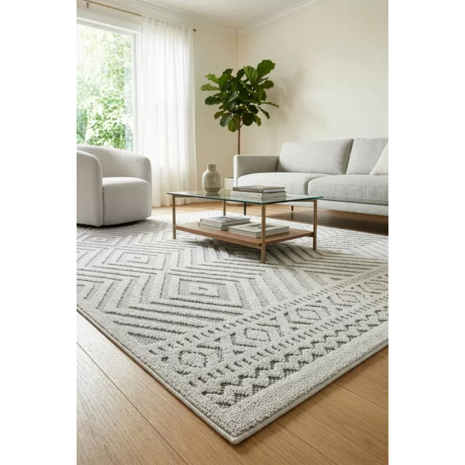 Dywan 50x80 cm kremowo, jasnoszary z przyjemnie miękkim pętelkowym wzorem DIDAR4 Eurofirany