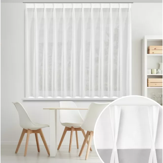 Firana biała z gładkiego woalu 230x170 cm system flex - LUCY Eurofirany