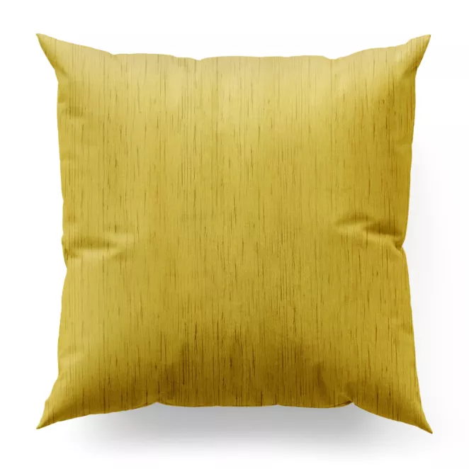 Poszewka szyta żółta z tkaniny welwetowej w pionowe prążki, wykończona obciążnikiem
