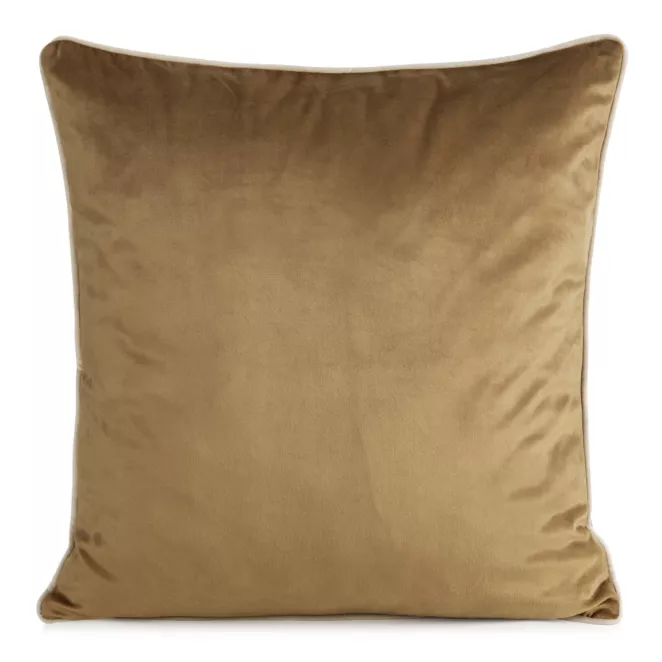 Poszewka na poduszkę 45x45 cm welwetowa o delikatnym połysku z ozdobną lamówką miodowa GAJA 2 Eurofirany