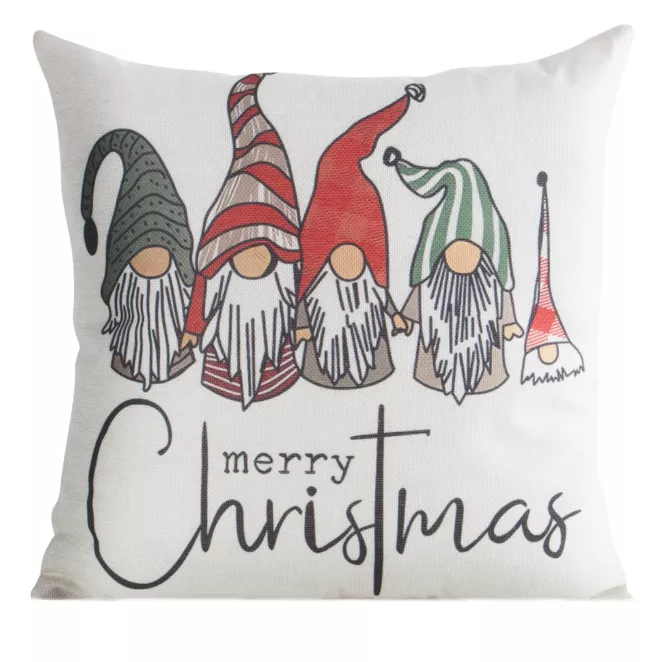 Poszewka na poduszkę świąteczna 45x45 cm z widocznym splotem i uroczym motywem skrzatów Eurofirany