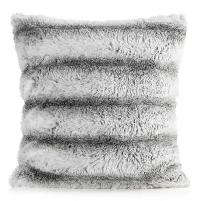 Poszewka na poduszkę 45x45 cm biała, stalowa z przyjemnego futerka LUCY Eurofirany