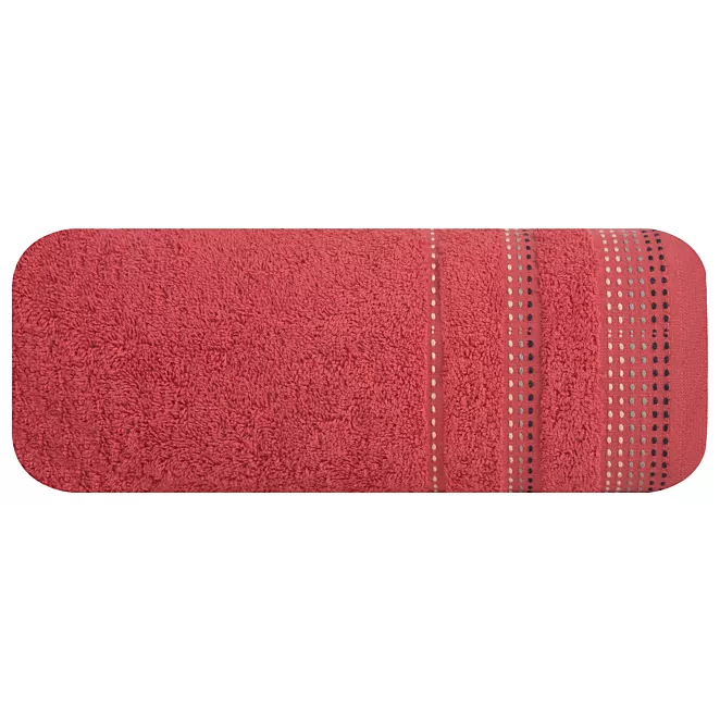 Ręcznik kąpielowy 70x140 cm bawełniany kolor czerwony z ozdobnym stębnowaniem 500 g/m2 POLA Eurofirany