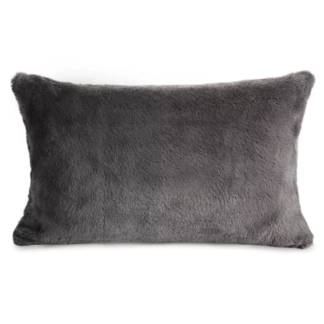 Poszewka na poduszkę 30x50 cm stalowa z miękkiej futrzanej tkaniny NINA Eurofirany