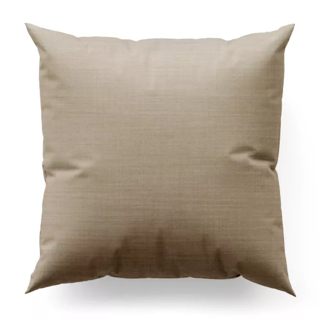 Poszewka szyta ciemnobeżowa z miękkiej tkaniny o naturalnym splocie w stylu ekologicznym