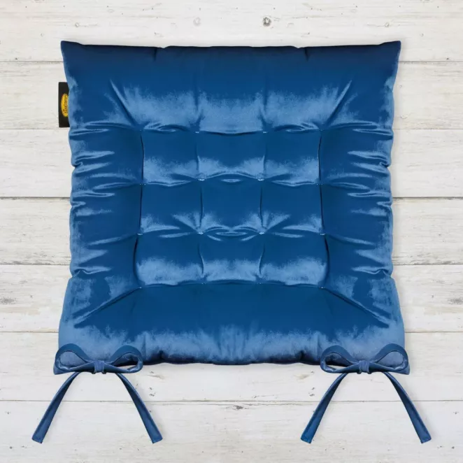 Dwustronna poduszka siedzisko na krzesło z welwetu z szesnastoma pikowaniami Eurofirany