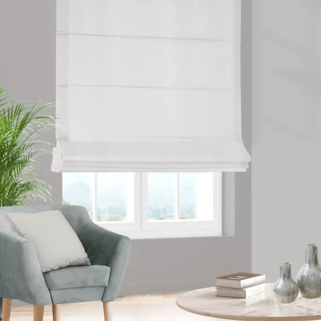 Roleta rzymska naturalna z miękkiej tkaniny o naturalnym splocie w stylu ekologicznym