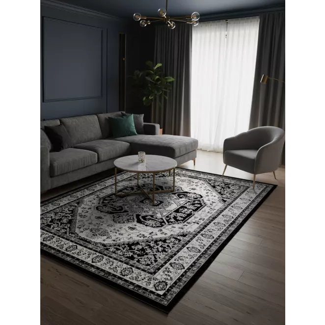Dywan 60x100 cm czarno, kremowy w stylu orientalno-klasycznym ELORA 5 Eurofirany