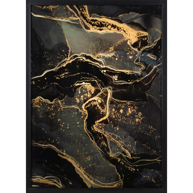 Obraz AURORA  styl abstrakcyjny złoty nadruk na czarnym tle