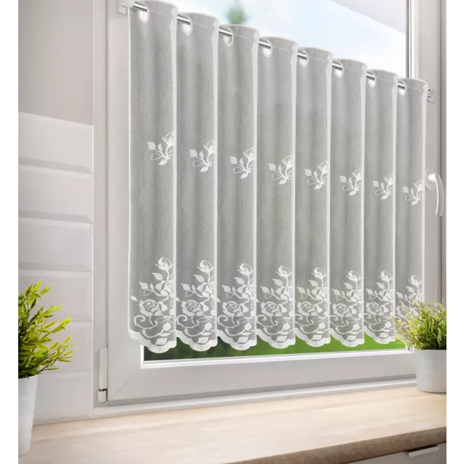 Tkanina firanowa zazdrostka zdobiona haftem roślinnym Eurofirany