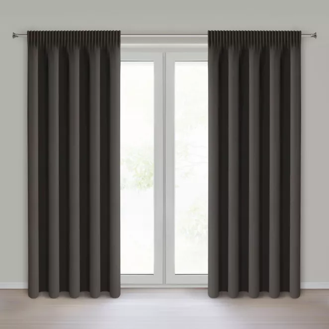 Zasłona grafitowa zaciemniająca gładka półmatowa 135x270 cm taśma LOGAN Eurofirany