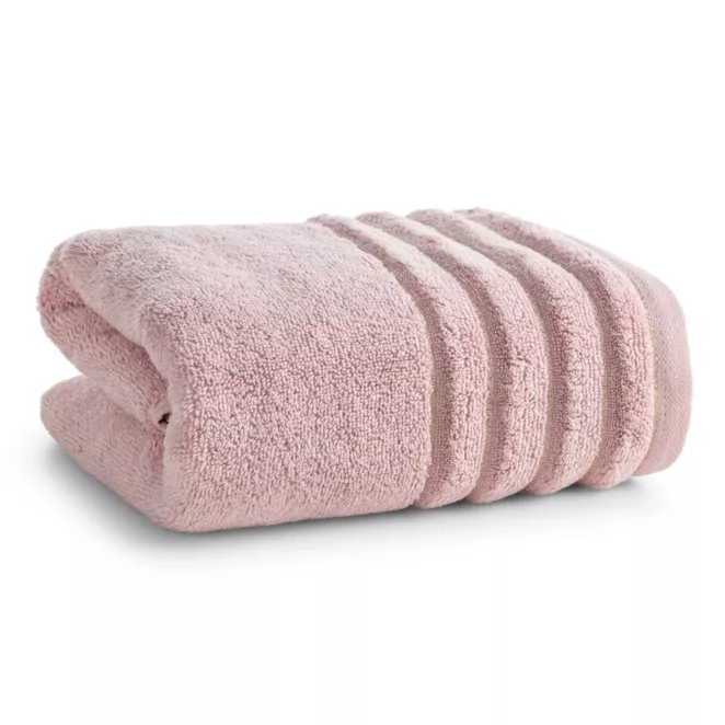 Ręcznik kąpielowy 70x140 cm bawełniany kolor pudrowy z błyszczącą bordiurą 500 g/m2 NADINE Eurofirany