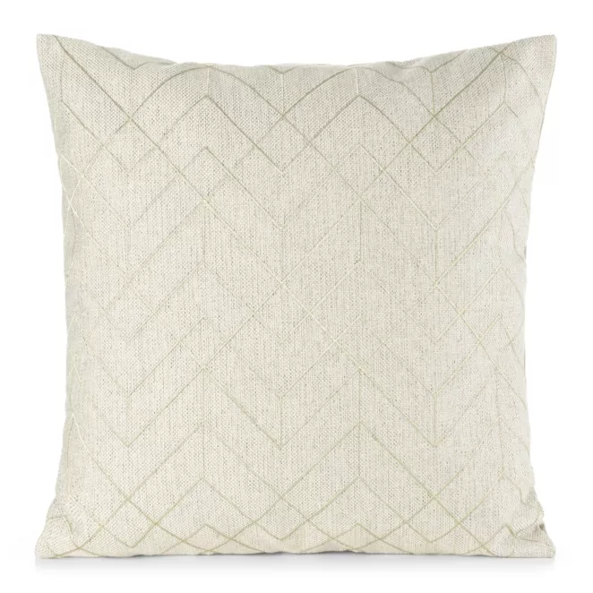 Poszewka na poduszkę 45x45 cm z geometrycznym haftem naturalno, złota MILA Eurofirany
