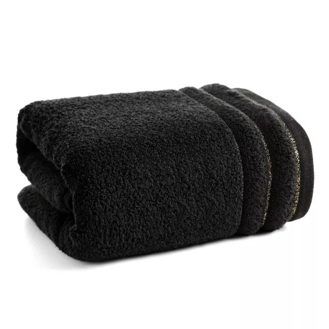 Ręcznik do rąk 30x50 cm bawełniany kolor czarny z błyszczącą bordiurą 500 g/m2 NADINE Eurofirany