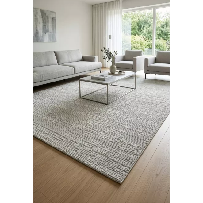Dywan 60x100 cm biały, jasnoszary o eleganckiej, minimalistycznej strukturze SALENA 8 Eurofirany