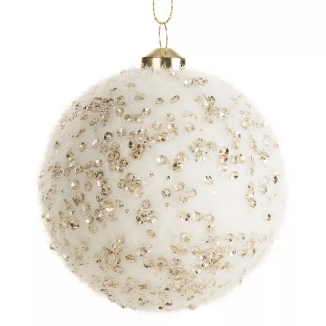 Dekoracyjna bombka choinkowa zdobiona futerkiem Eurofirany