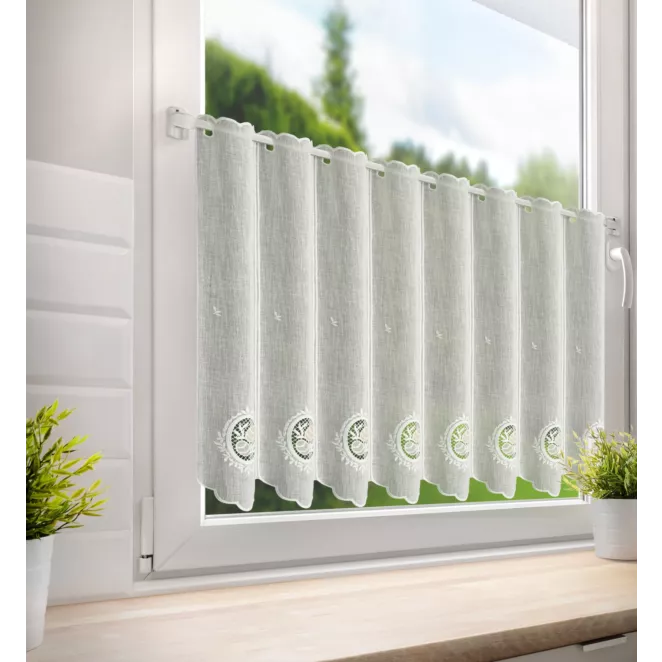 Tkanina firanowa zazdrostka z etaminy z wielkanocnym haftem pisanek Eurofirany