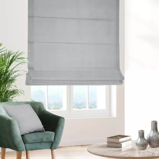 Roleta rzymska srebrna z miękkiej tkaniny welwetowej