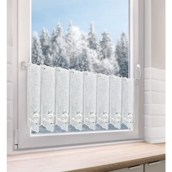 Tkanina firanowa zazdrostka ze świątecznym haftem